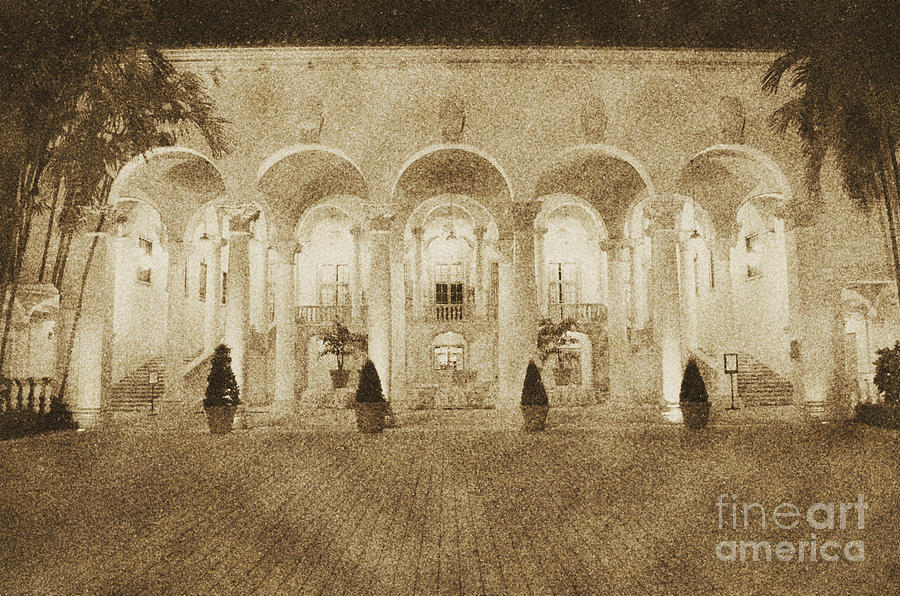 Biltmore Hotel Arched Colonnade and Grand Ballroom Courtyard Coral Gables Miami Vintage Digital Art Digital Art by Shawn OBrien