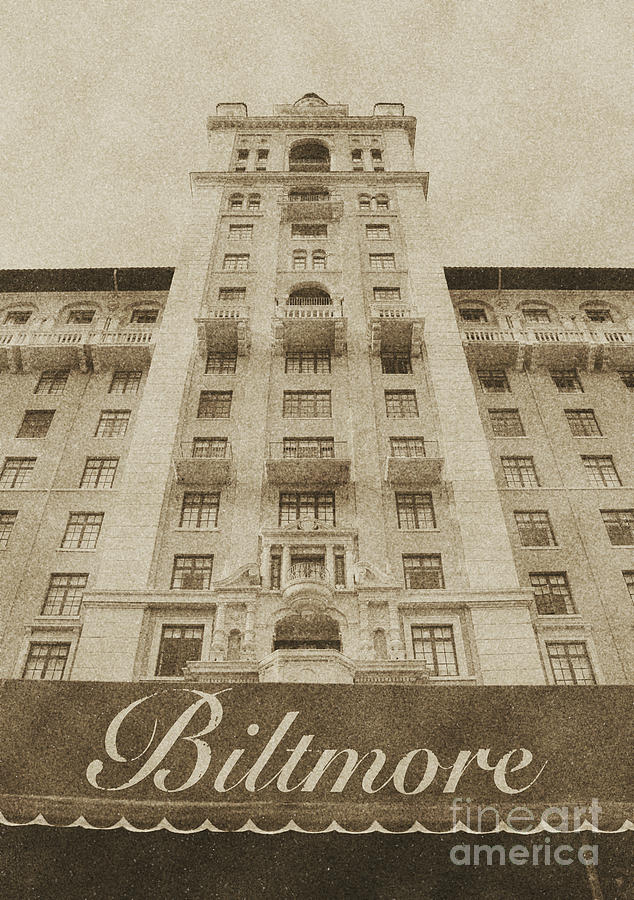 Biltmore Hotel Miami Coral Gables Florida Exterior Awning and Tower Vintage Digital Art Digital Art by Shawn OBrien