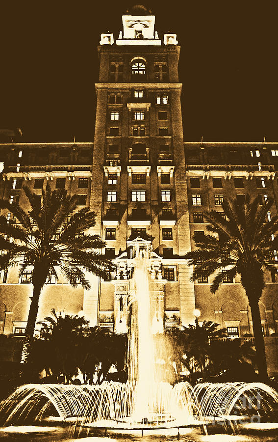 Biltmore Hotel Miami Coral Gables Florida Exterior Entrance Tower Rustic Digital Art Digital Art by Shawn OBrien