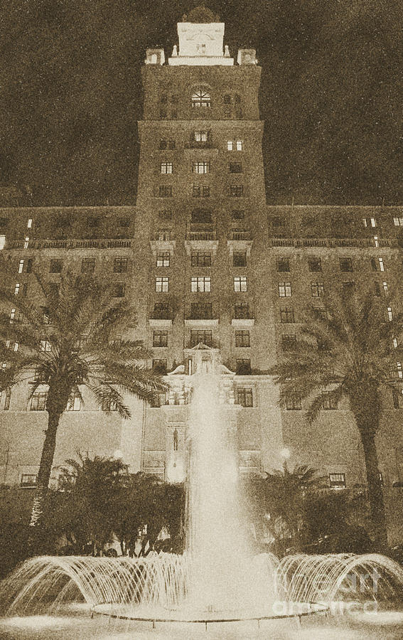 Biltmore Hotel Miami Coral Gables Florida Exterior Entrance Tower Vintage Digital Art Digital Art by Shawn OBrien