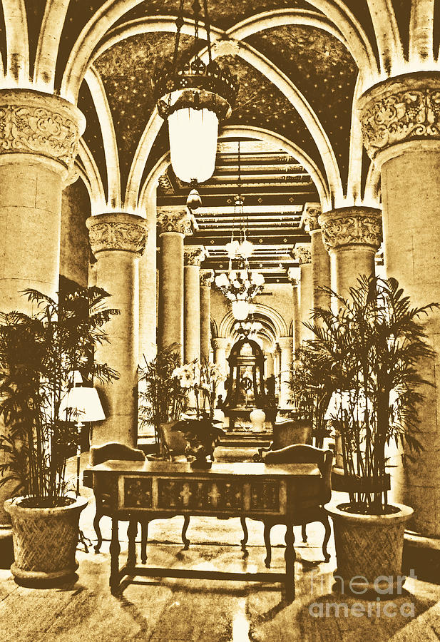 Biltmore Hotel Vintage Lobby Coral Gables Miami Florida Arches and Columns Rustic Digital Art Digital Art by Shawn OBrien
