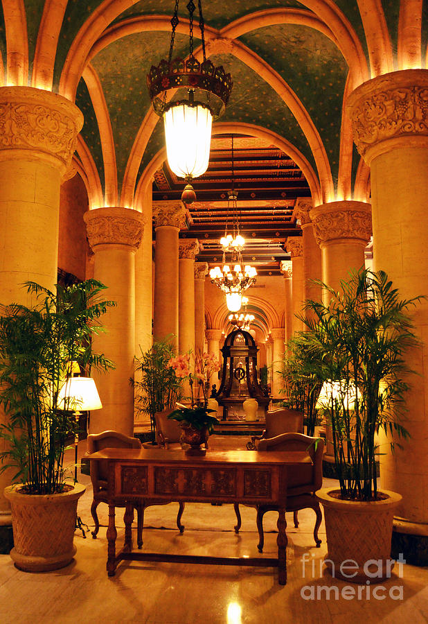 Biltmore Hotel Vintage Lobby Coral Gables Miami Florida Arches and Columns Photograph by Shawn OBrien