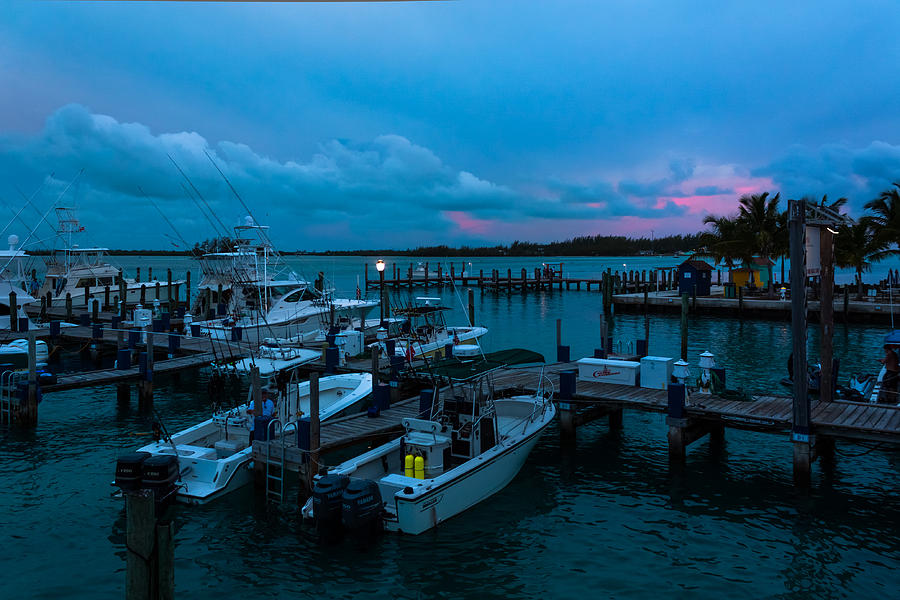 Bimini Big Game Club Docks After Sundown Photograph by Ed Gleichman
