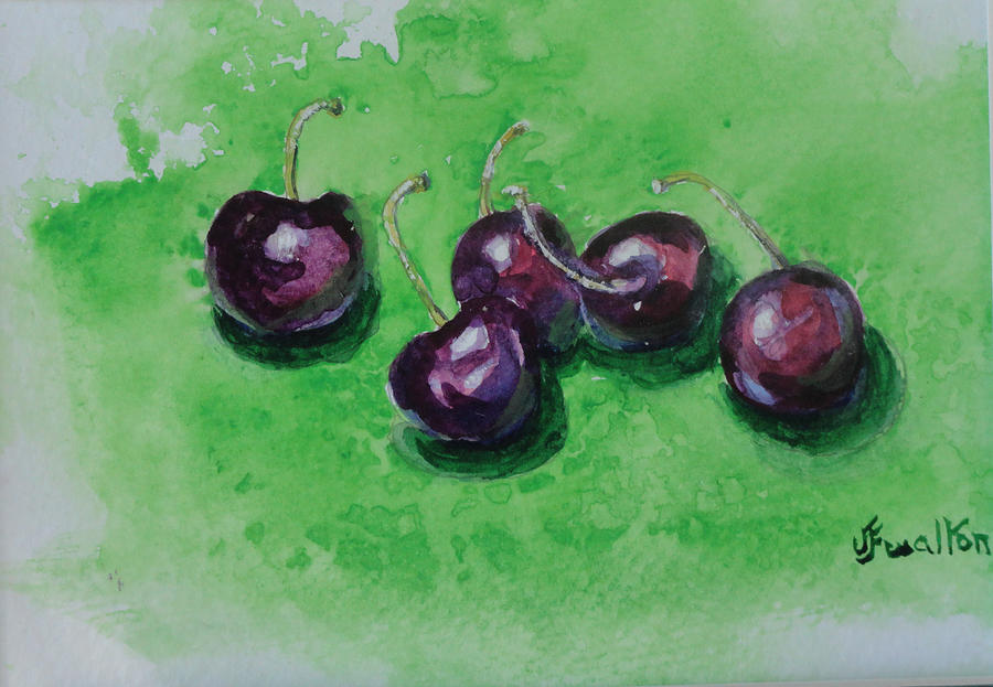 Bing Cherries Painting by Judy Fischer Walton