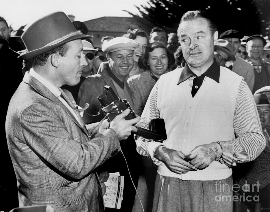 Bing Crosby Photograph - Bing Crosby  and Bob Hope ham it up at Pebble Beach 1951  by Monterey County Historical Society