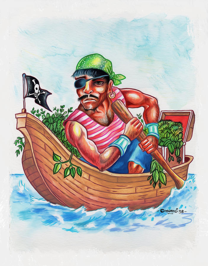 Boat Painting - Bio-Pirate by Anthony Mwangi
