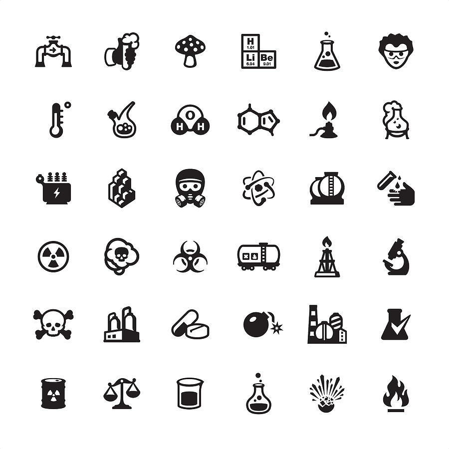 Biotechnology and Chemistry icons set Drawing by Lushik