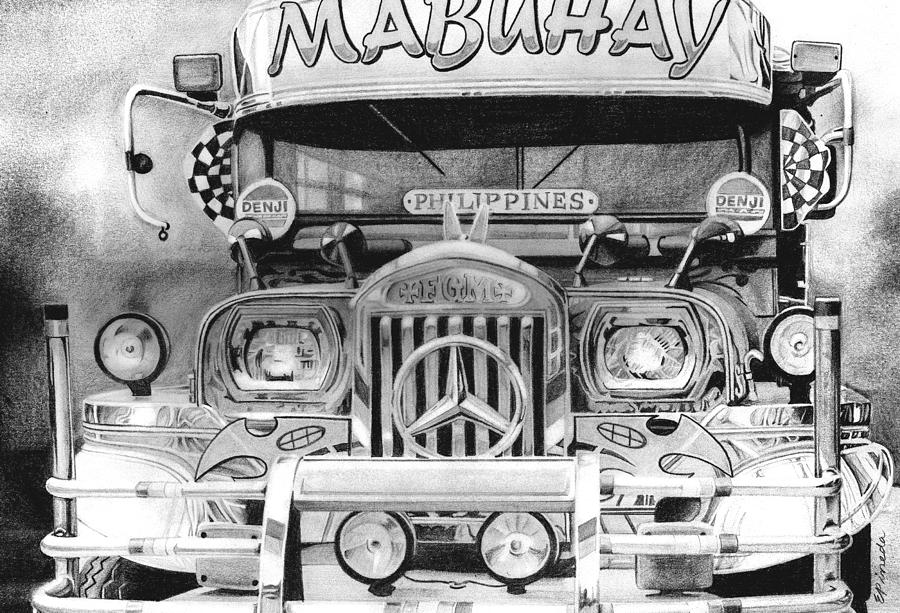 Jeep Drawing - Bip bib ang pampasaherong jeepney by Erwin Pineda