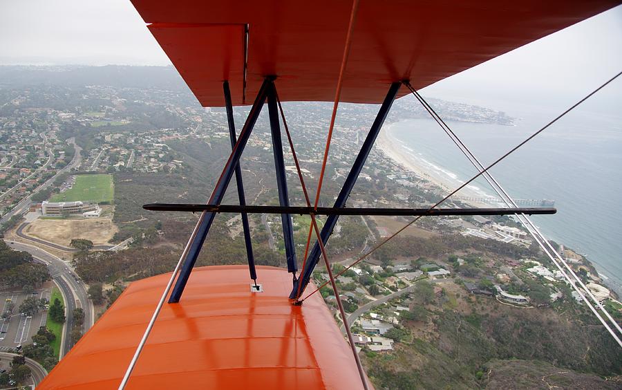 Biplane Over San Diego Photograph by Phyllis Spoor
