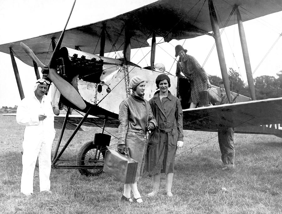 Airplane Photograph - Biplane Passenger Service by Underwood Archives
