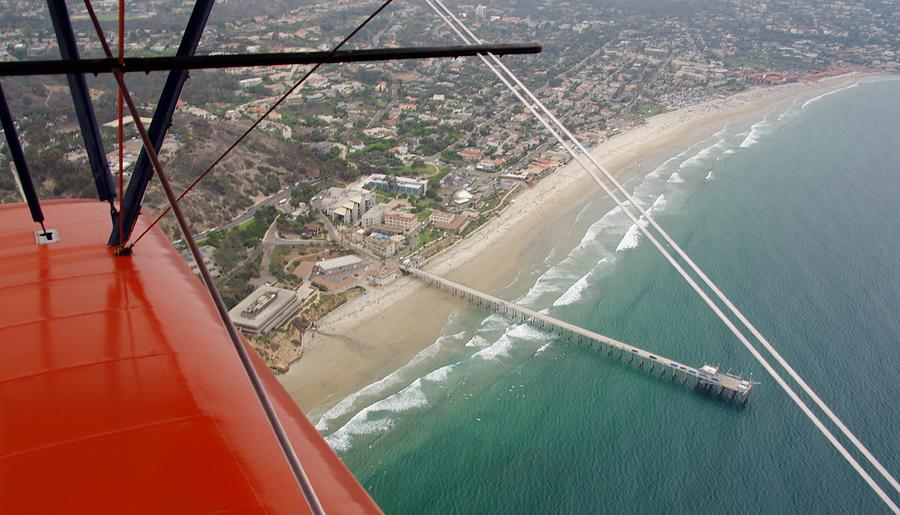 Biplane Ride Over San Diego Coast Photograph by Phyllis Spoor