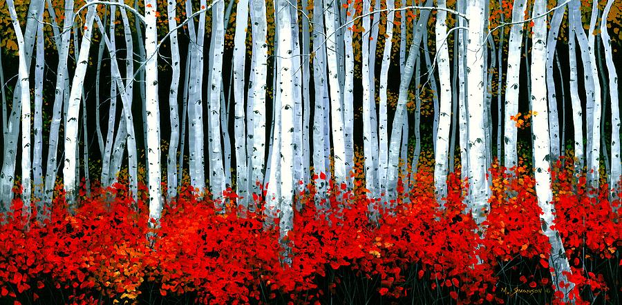 Birch Painting - Birch 24 x 48  by Michael Swanson