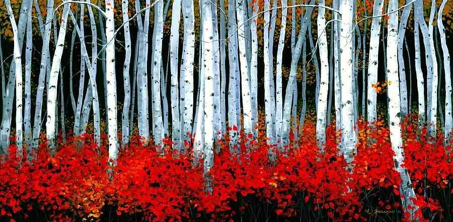 Birch 24 x 48  Painting by Michael Swanson