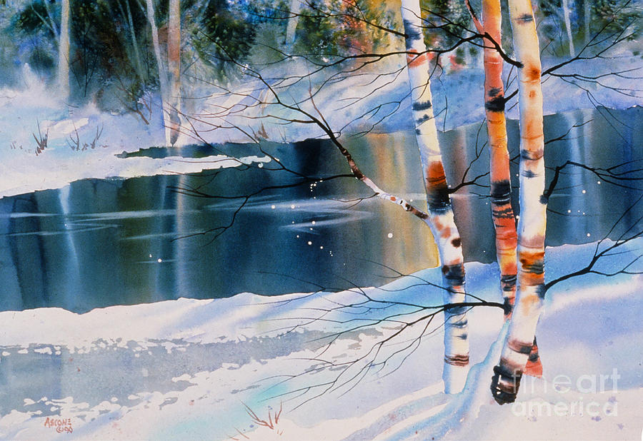 Birch by Campbell Creek Painting by Teresa Ascone