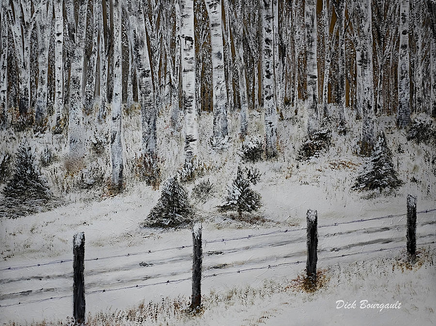 Birch Forest in Winter Painting by Dick Bourgault