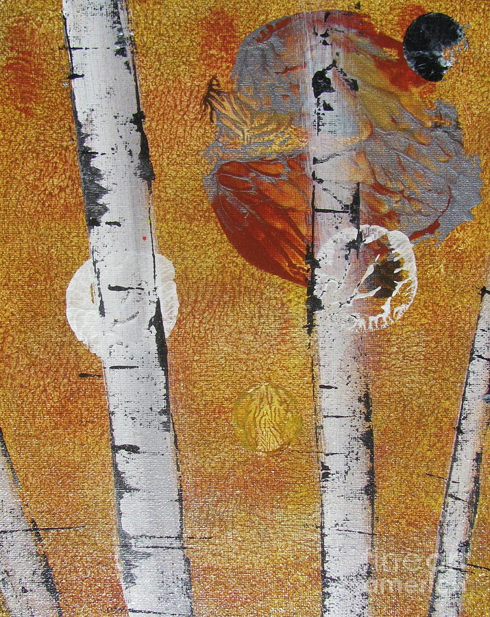 Birch - Gold 1 Painting by Jacqueline Athmann