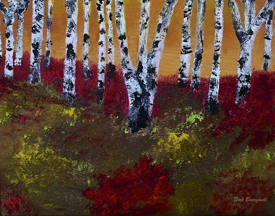 Birch Grove Painting by Dick Bourgault