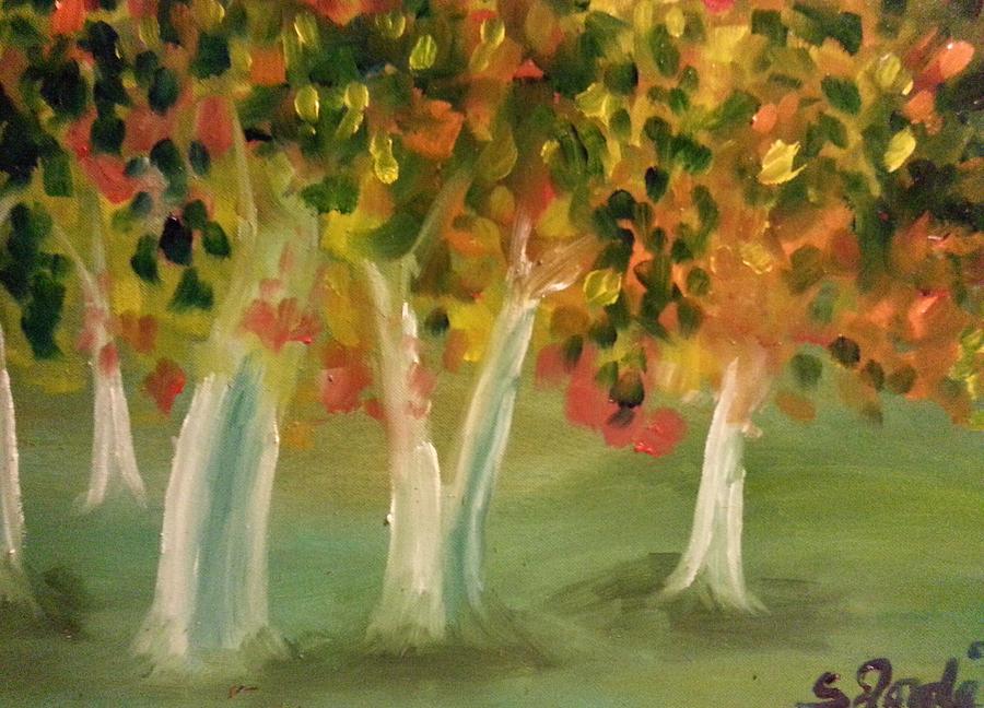 Tree Painting - Birch Grove in Autumn by Steve Jorde