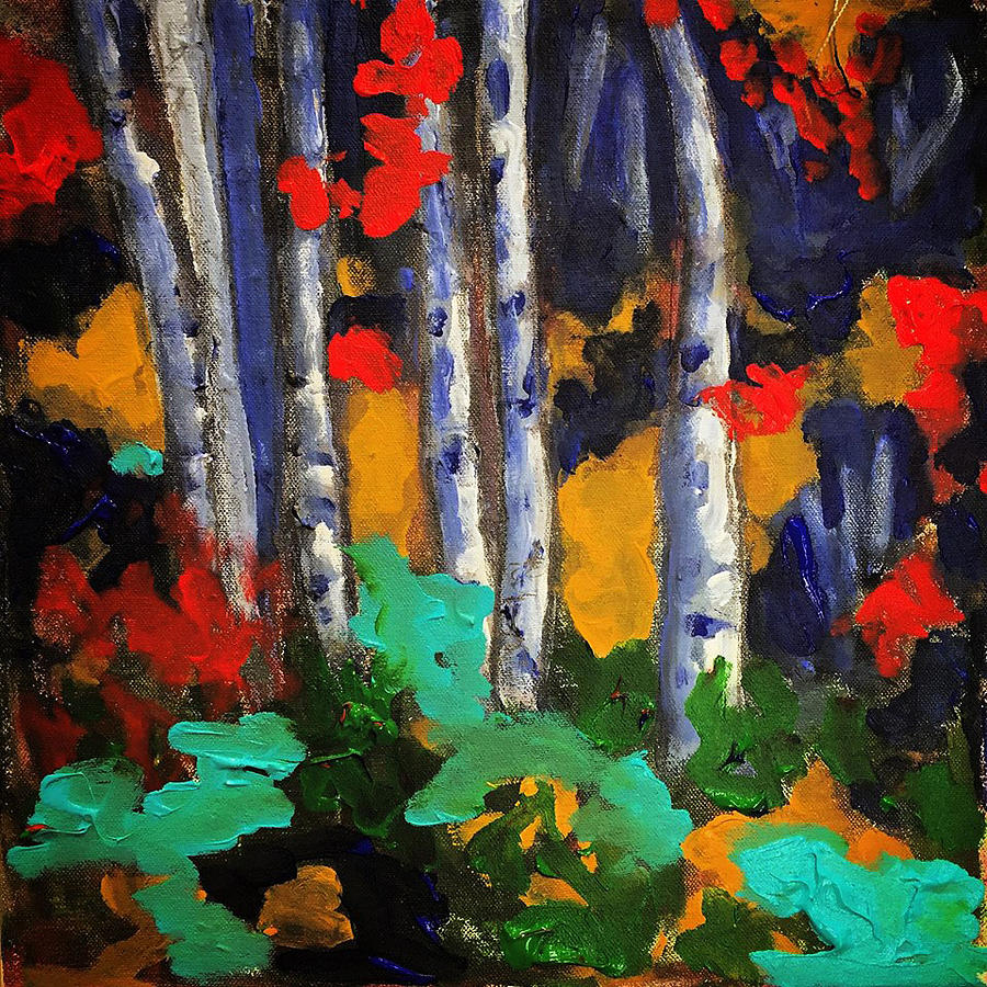 Landscape Painting - Birch in the Woods by Dilip Sheth