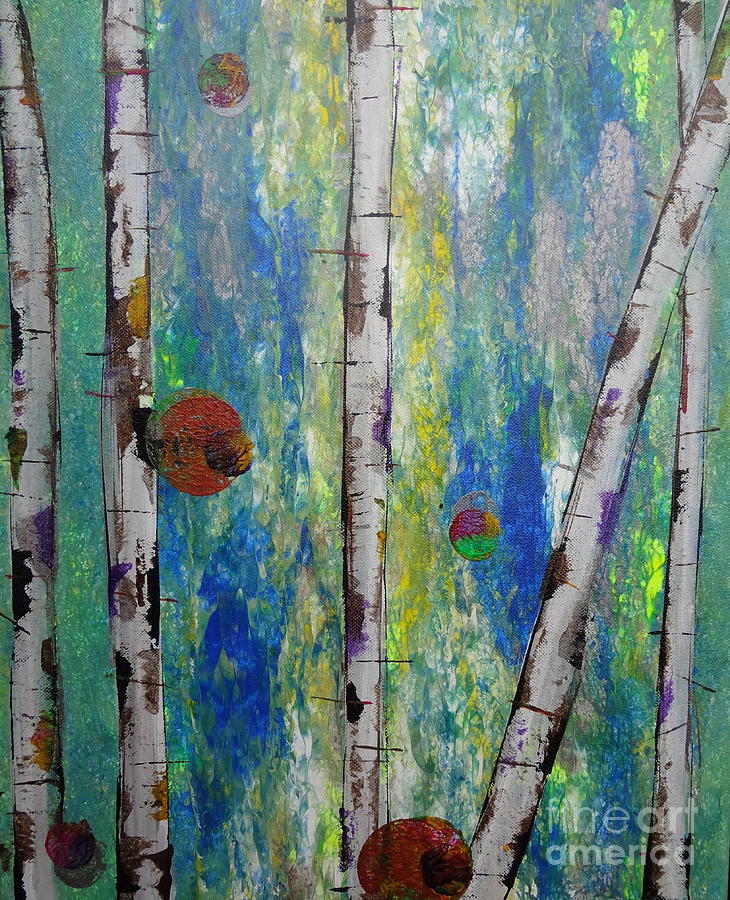Birch - Lt. Green 4 Painting by Jacqueline Athmann