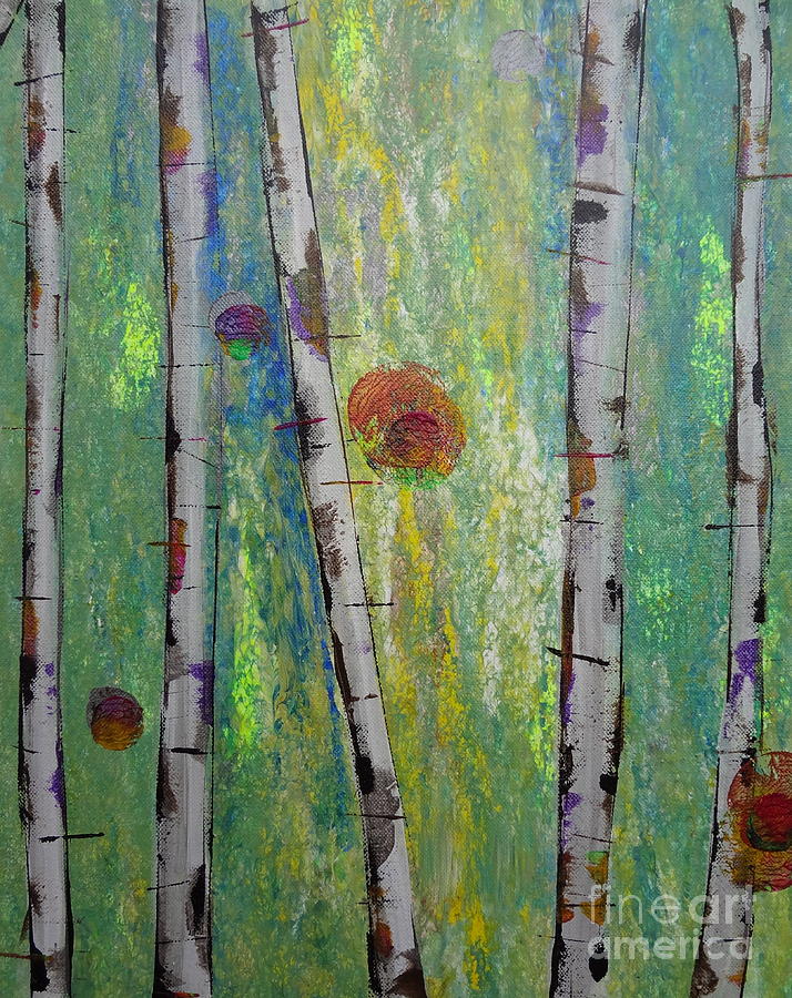 Birch - Lt. Green 5 Painting by Jacqueline Athmann