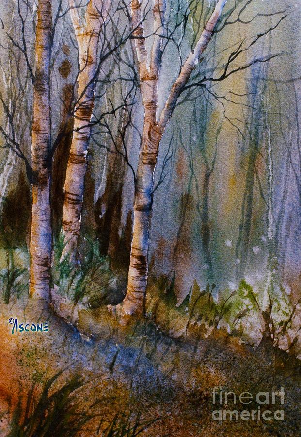 Landscape Painting - Birch Shadows by Teresa Ascone