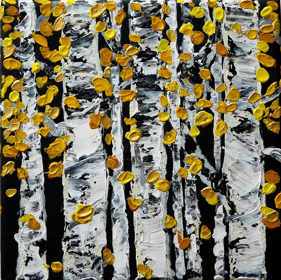 Birch Study Fall Painting by Valerie Ornstein