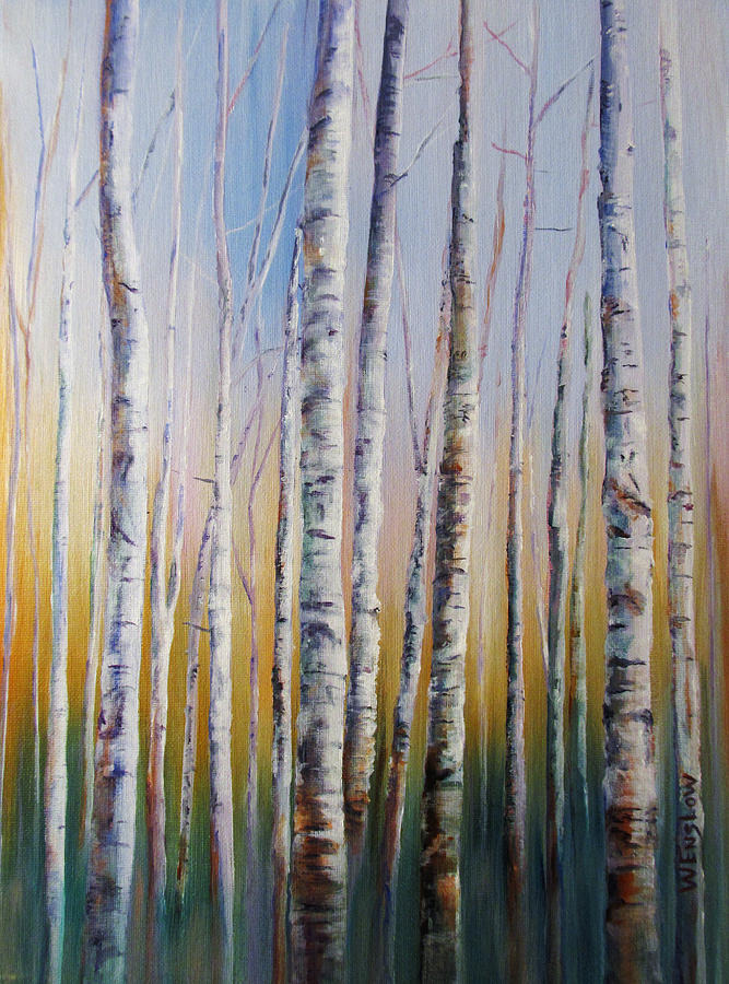 Birch Thicket Painting by Wayne Enslow
