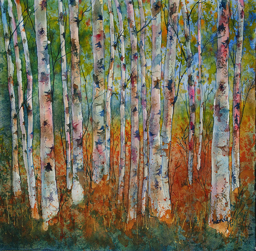 Birch Tranquility Painting by Wendy Provins