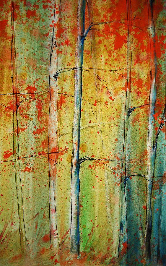 Birch Tree Forest - right Painting by Jani Freimann