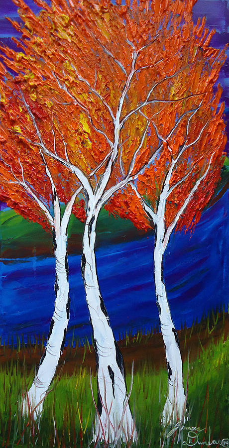 Birch Tree Of Autumn 7 Painting by James Dunbar