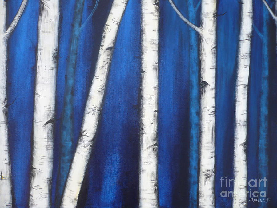 Birch Trees-3a Painting by Monika Shepherdson