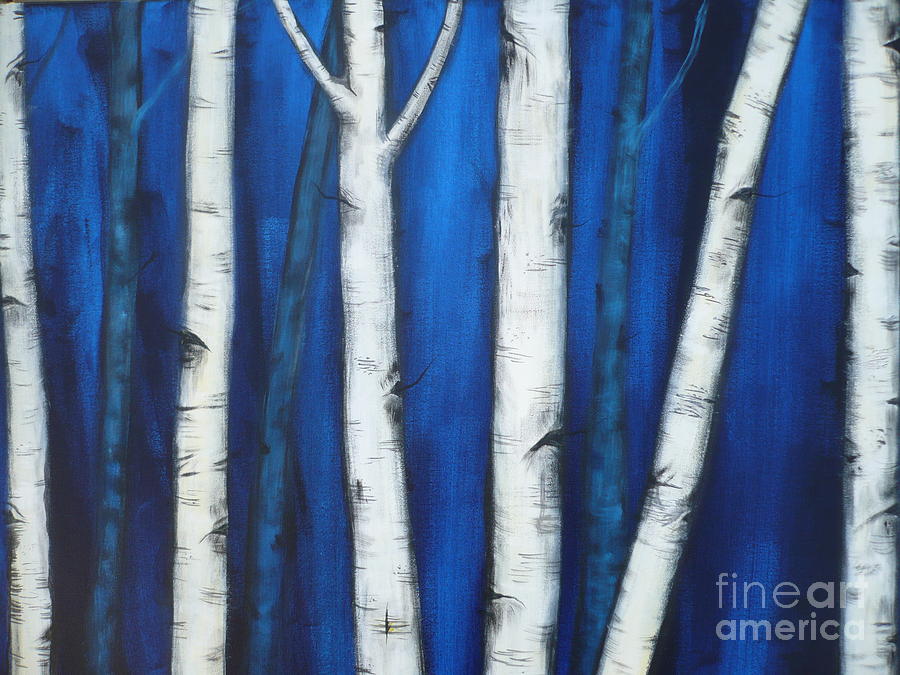 Birch Trees-3b Painting by Monika Shepherdson