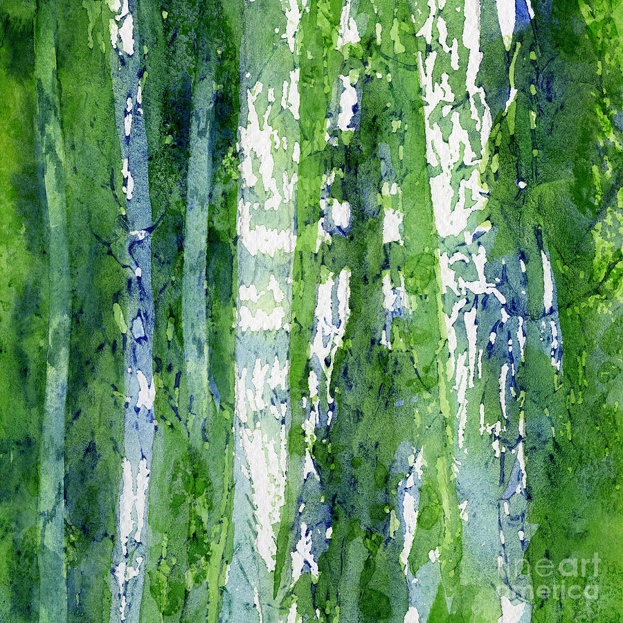 Tree Painting - Birch Trees Watercolor Abstract by Sharon Freeman