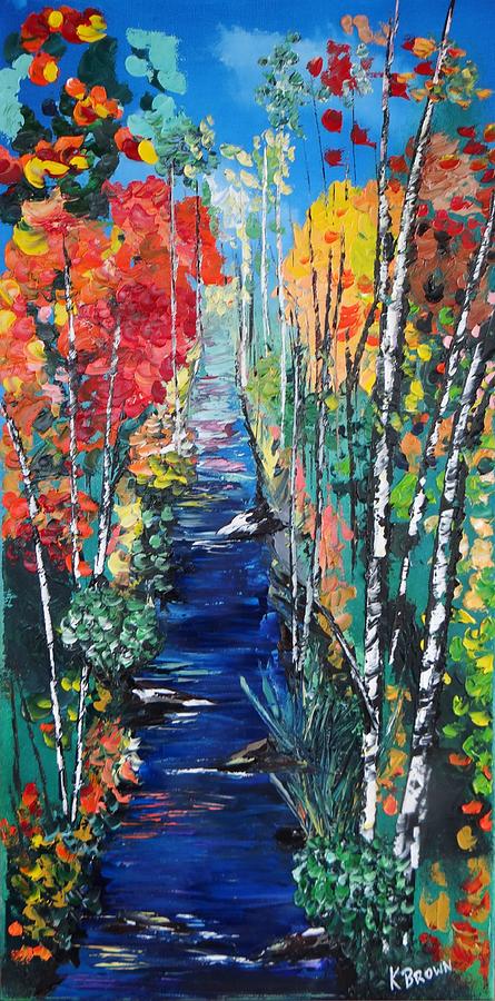 Birch Trees Along River Bank Painting by Kevin  Brown