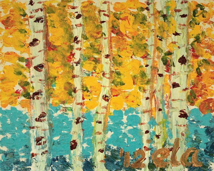 Birch Trees Painting by Ela Jane Jamosmos