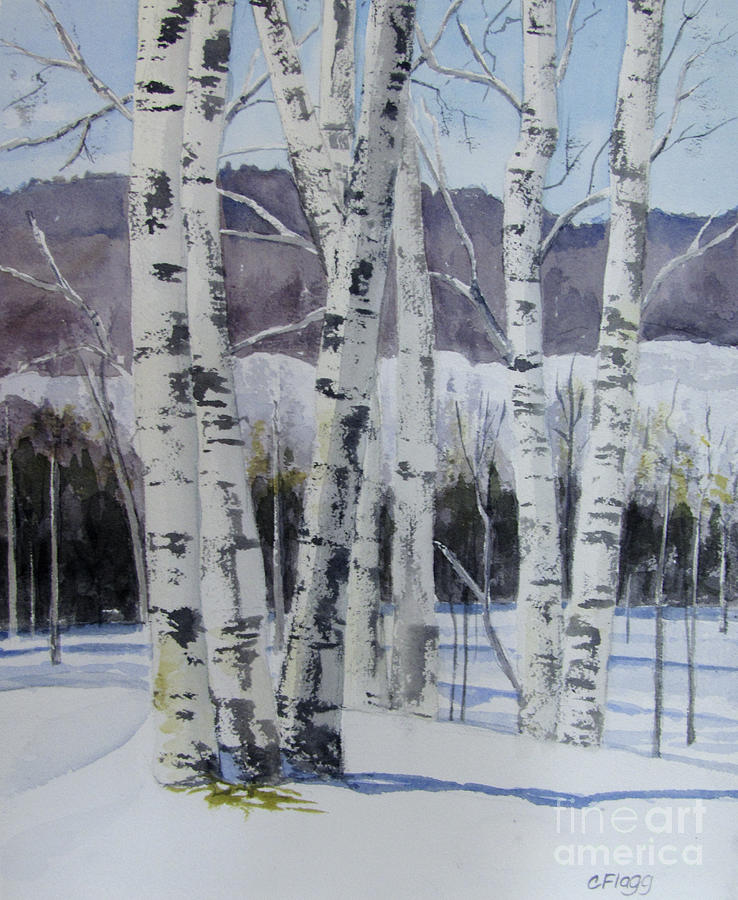 Winter Painting - Birch Trees in Winter by Carol Flagg