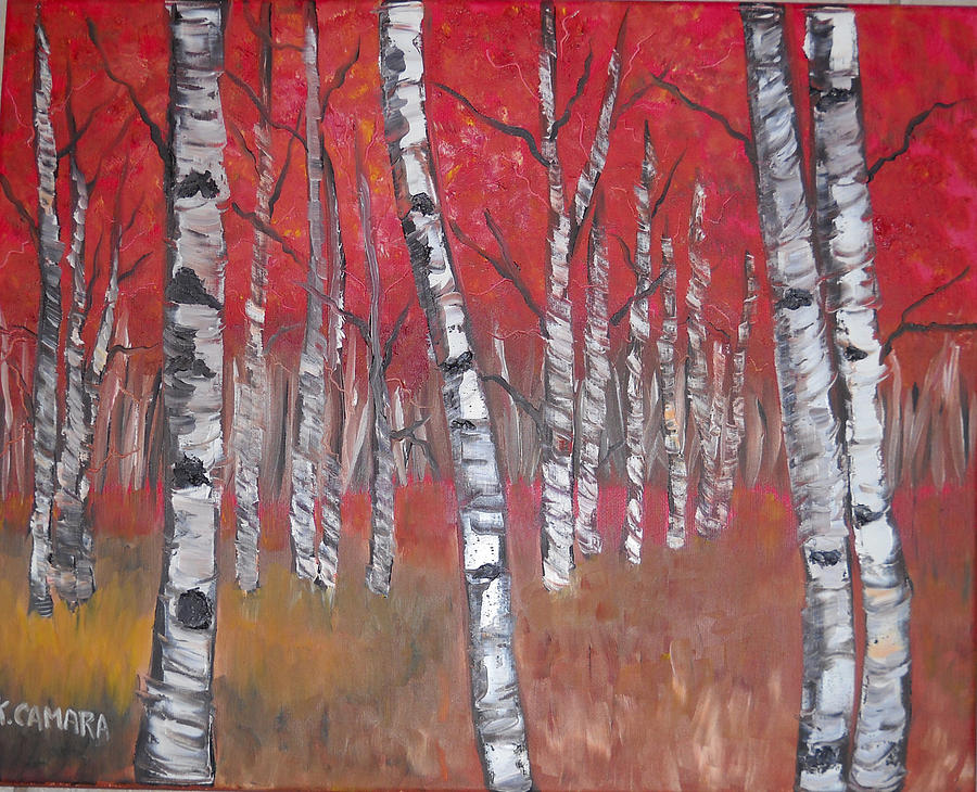 Birch Trees Painting by Kathie Camara