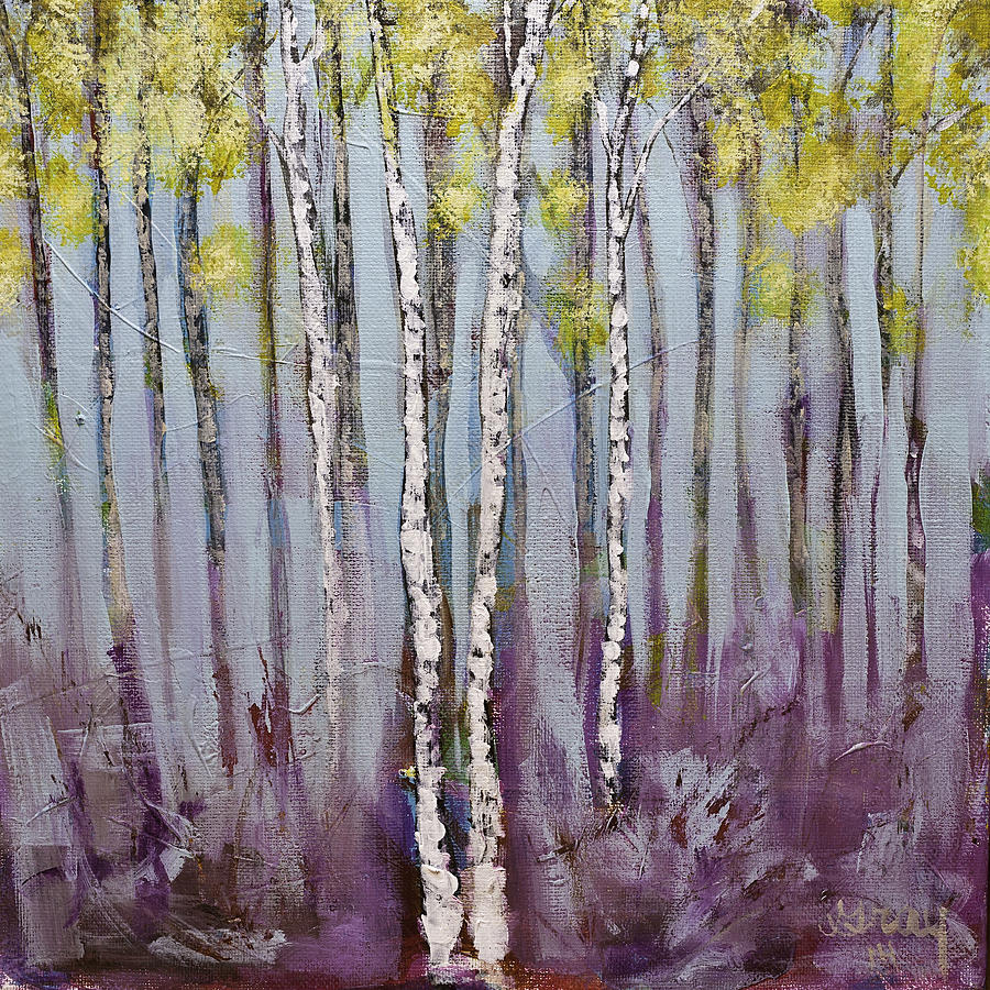 Birch Trees Landscape Tree Painting on Canvas Painting by Gray  Artus