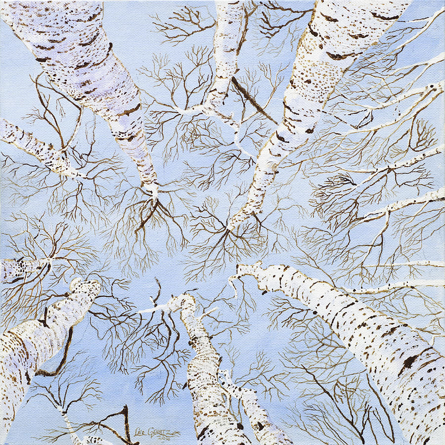Tree Painting - Birch Trees by Leo Gehrtz