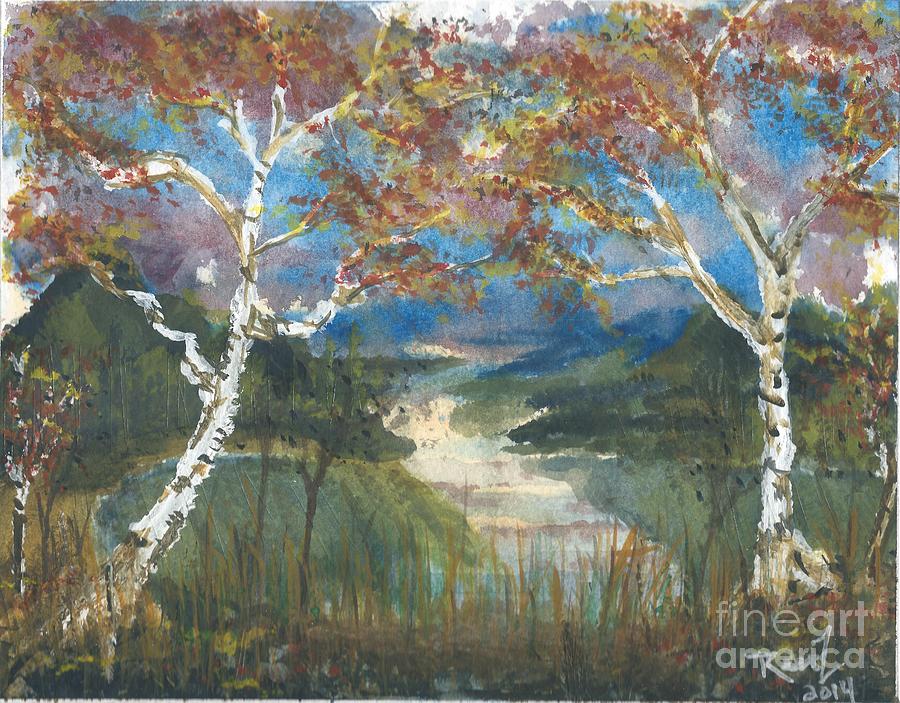 Birch Trees on the Ridge  Painting by Reed Novotny