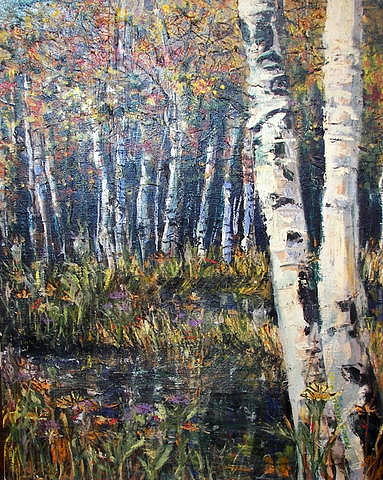 Birch trees Painting by Patricia Trudeau