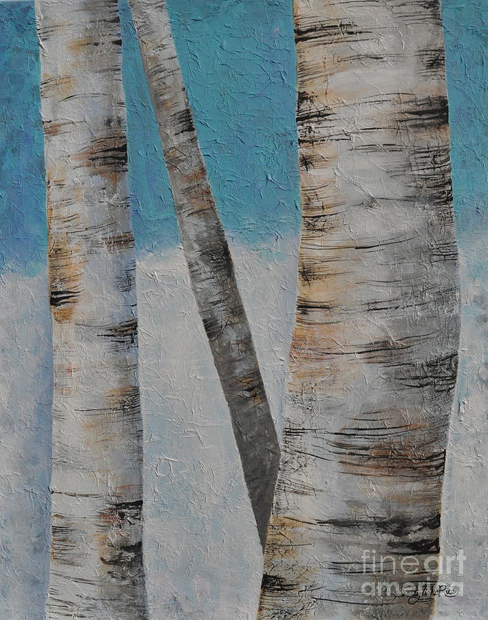 Winter Painting - Birch Trees by Sally Tiska Rice