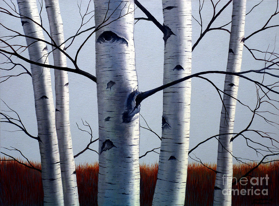 Birch Trees Upon the Horizon Painting by Christopher Shellhammer