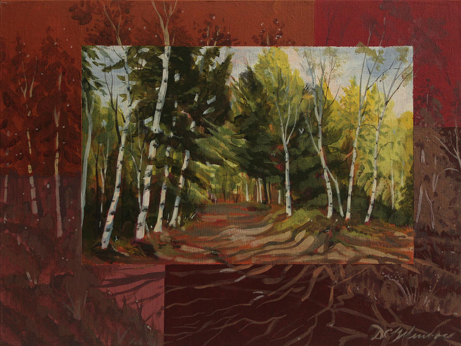 Birches Along the Lane Painting by David Gilmore