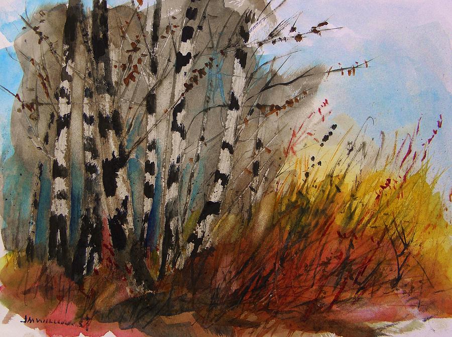 Birches at the Edge of Gold Painting by John Williams