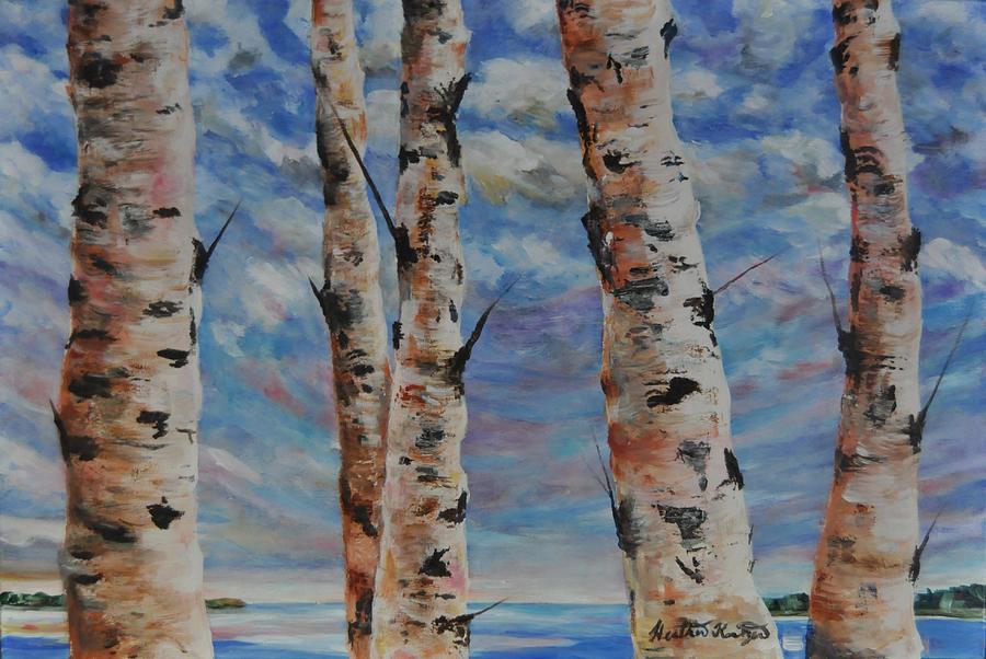 Landscape Painting - Birches By The Bay by Heather Kertzer Landscape Painting - Birches By The Bay by Heather Kertzer