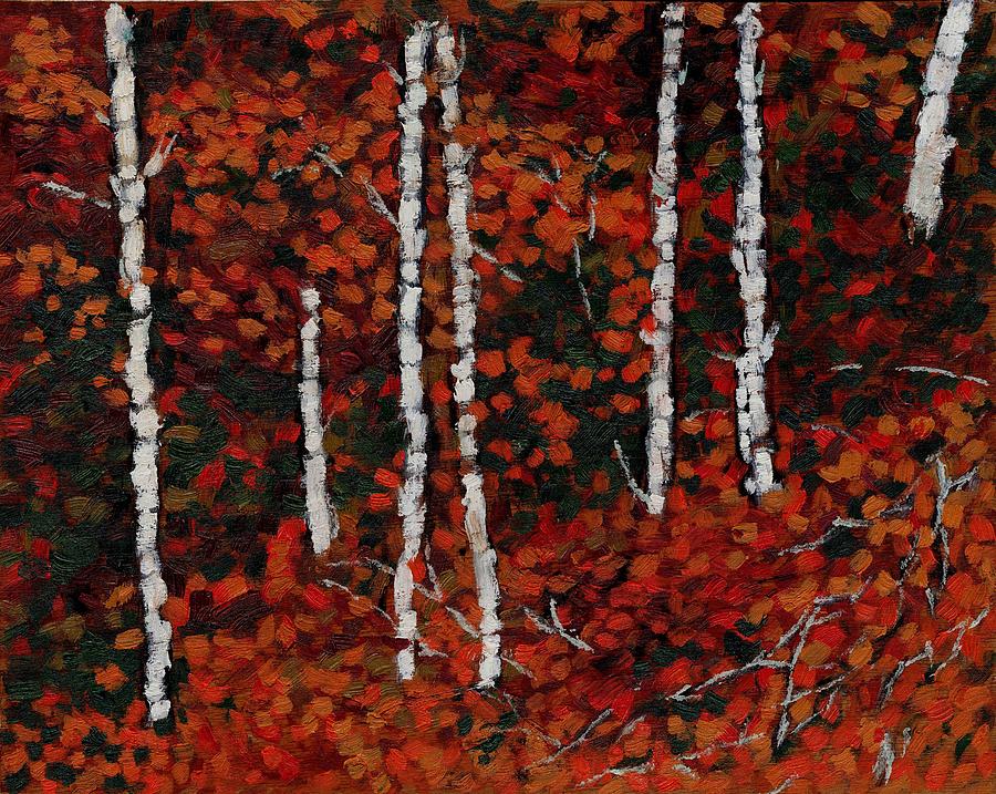 Birches Painting by David Dossett