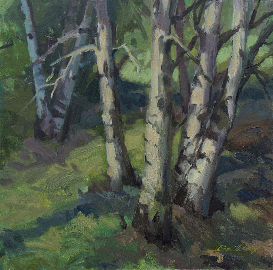 Birches Painting by Diane McClary