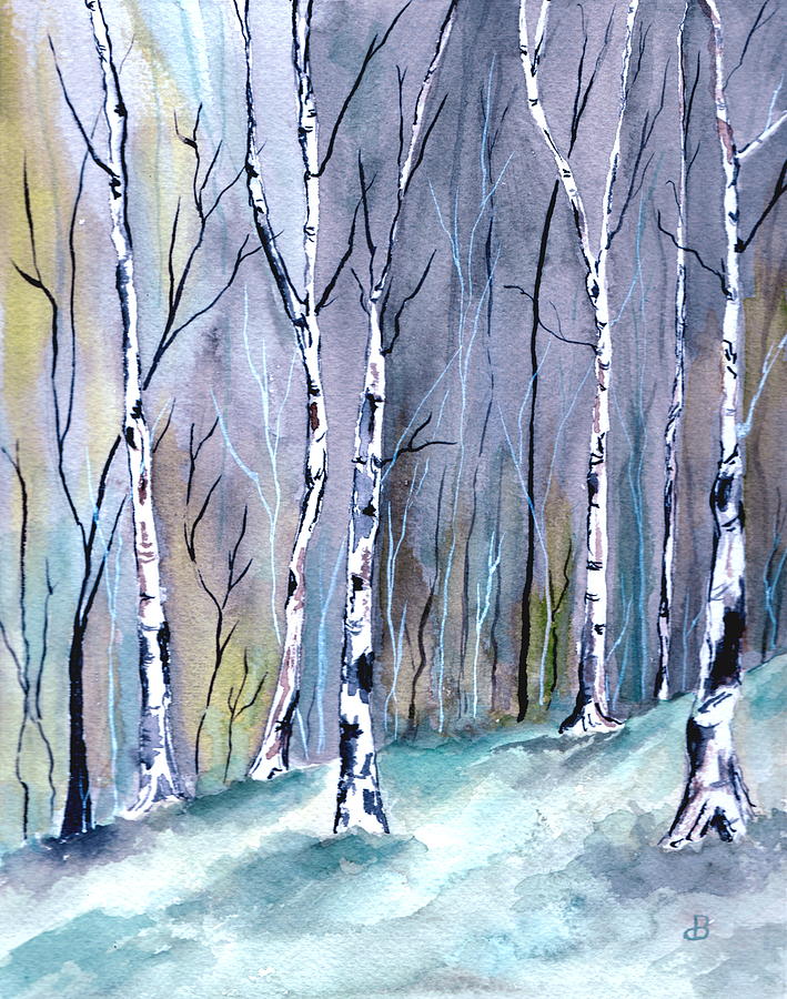Winter Painting - Birches In The Forest by Brenda Owen